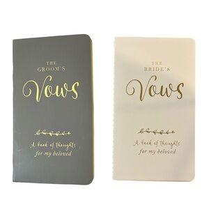 His & Hers Vows Notebooks - Gray and Cream with Gold Foil